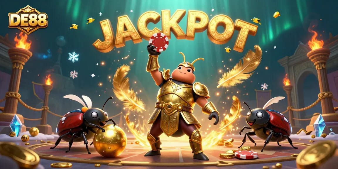 Join the excitement at DE88 with our 3D beetle champions declaring a jackpot victory in the arena.
