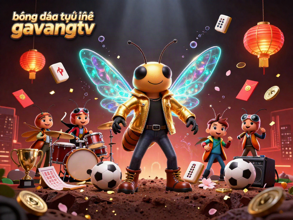 Experience bóng đá trực tuyến gavangtv with dynamic sports elements in this vibrant 3D illustration.