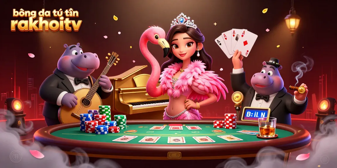 Experience bóng đá trực tuyến rakhoitv with vibrant animated characters in a lively casino atmosphere.